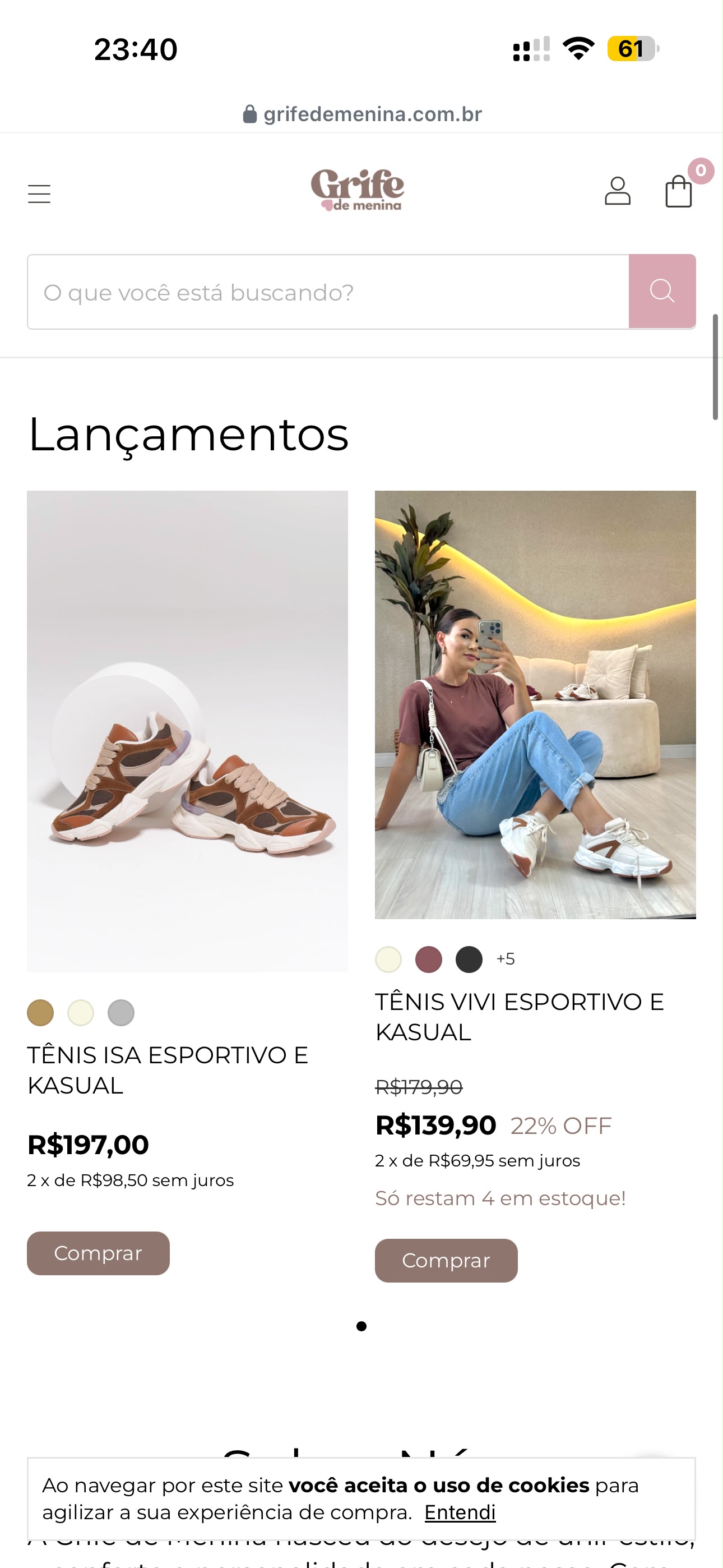 Loja virtual calçados